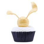 golden snitch modeling on a cupcake