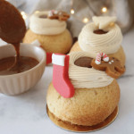 almond paste decoration on choux buns