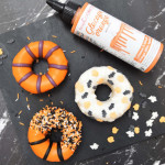 orange frosting and donuts