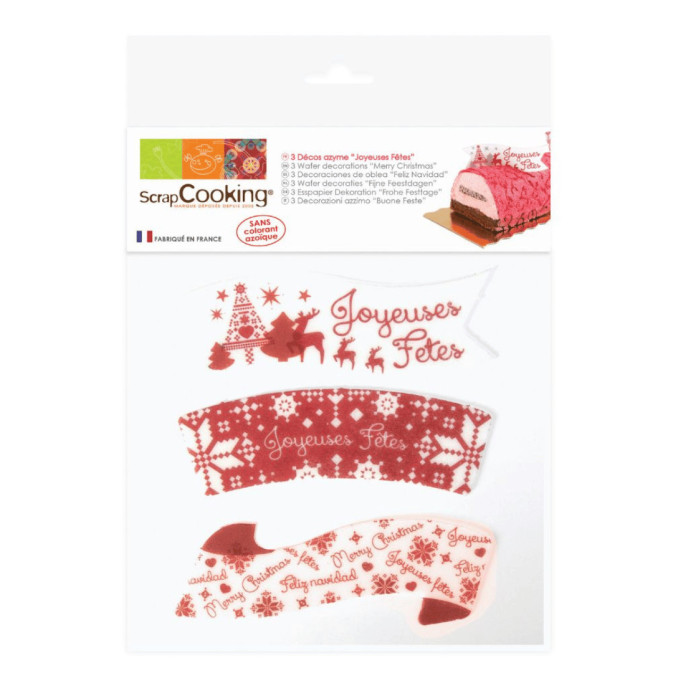3 happy holiday wafer decorations
