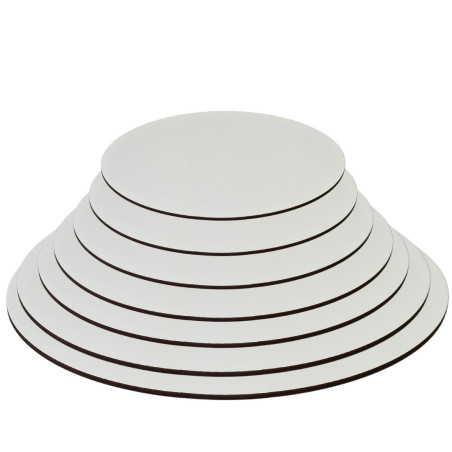 all sizes of white wooden round tray