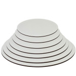 all sizes of white wooden round tray