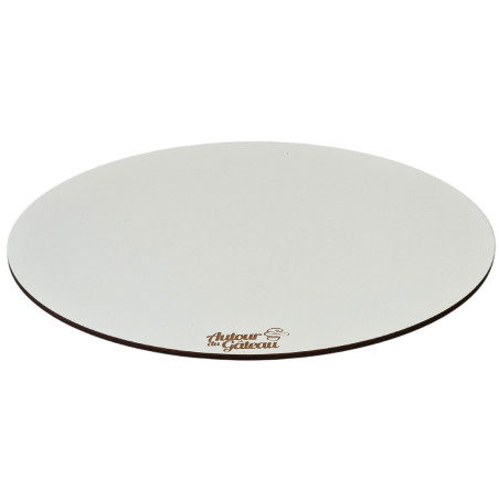 Personalized wooden round tray with a side logo