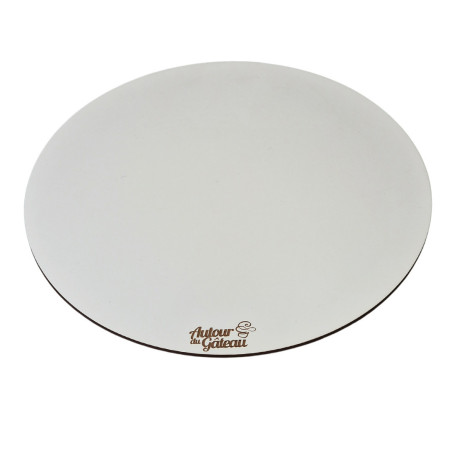Personalized wooden round tray with a bias logo