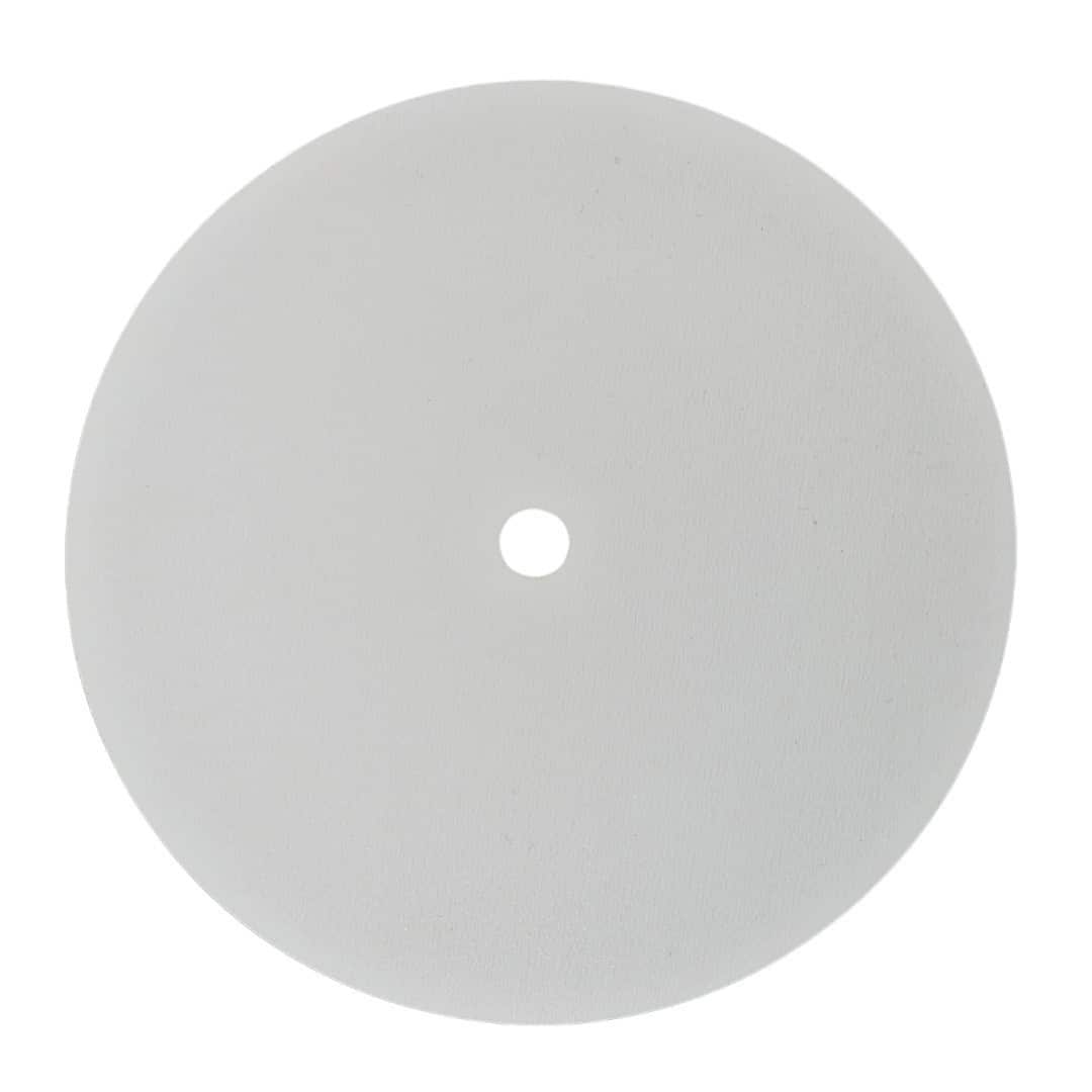 round perforated white wooden tray