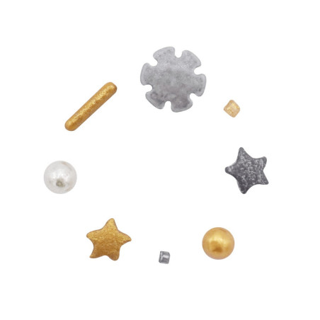 different golden christmas sprinkles