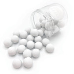 pot of white chocolate pearls