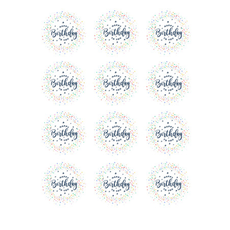 12 Happy birthday cupcake discs