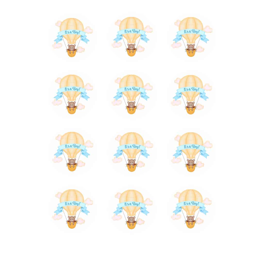 12 Mini it'a boy sugar discs Ø 5 cm for cupcakes
