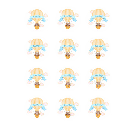 12 Mini it'a boy sugar discs Ø 5 cm for cupcakes