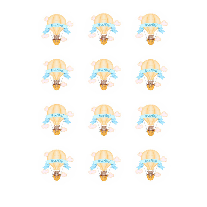 12 Mini it'a boy sugar discs Ø 5 cm for cupcakes
