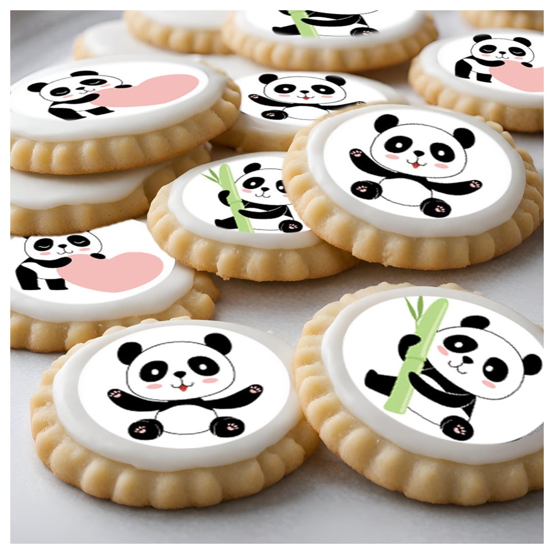 12 mini Panda sugar discs