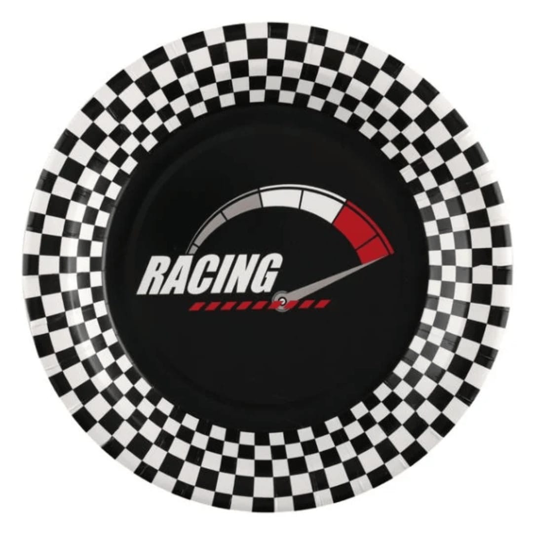 10 racing car paper plates