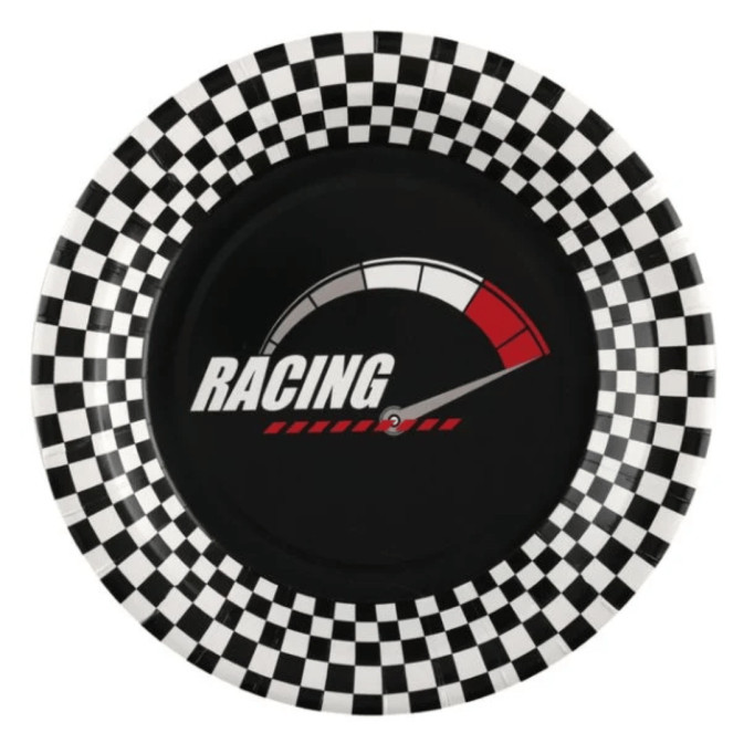 10 racing car paper plates