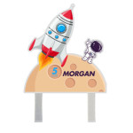 Cosmonaut and rocket cake topper
