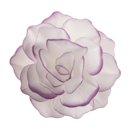 White wafer flower with purple outline