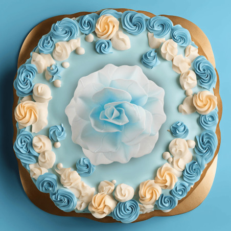 Giant blue wafer flower Dekora cake design