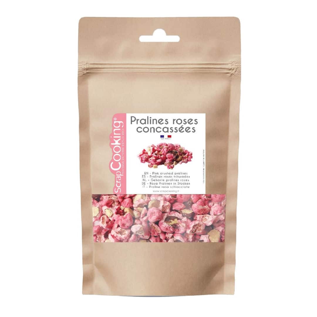Crushed pink pralines | Ingredients and baking materials