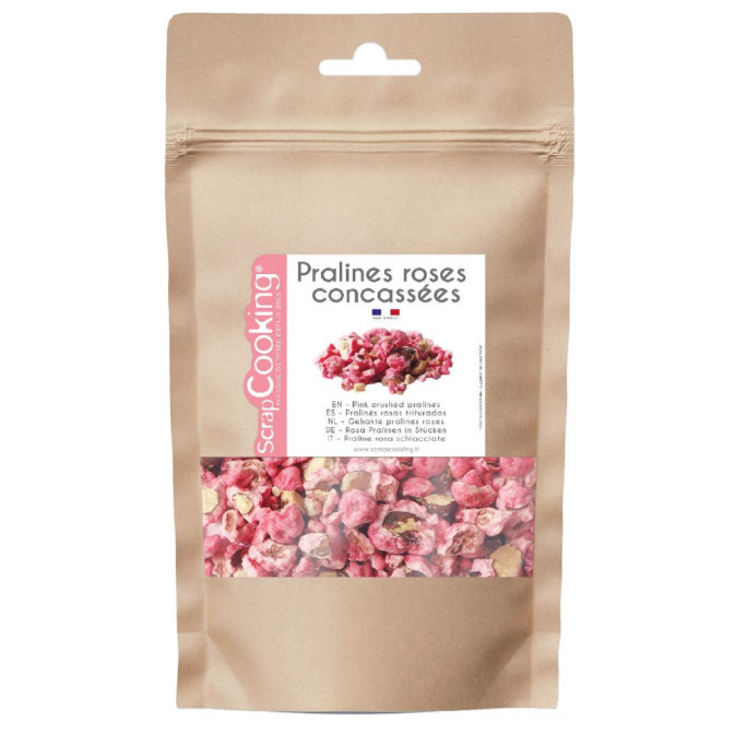 Crushed pink pralines | Ingredients and baking materials