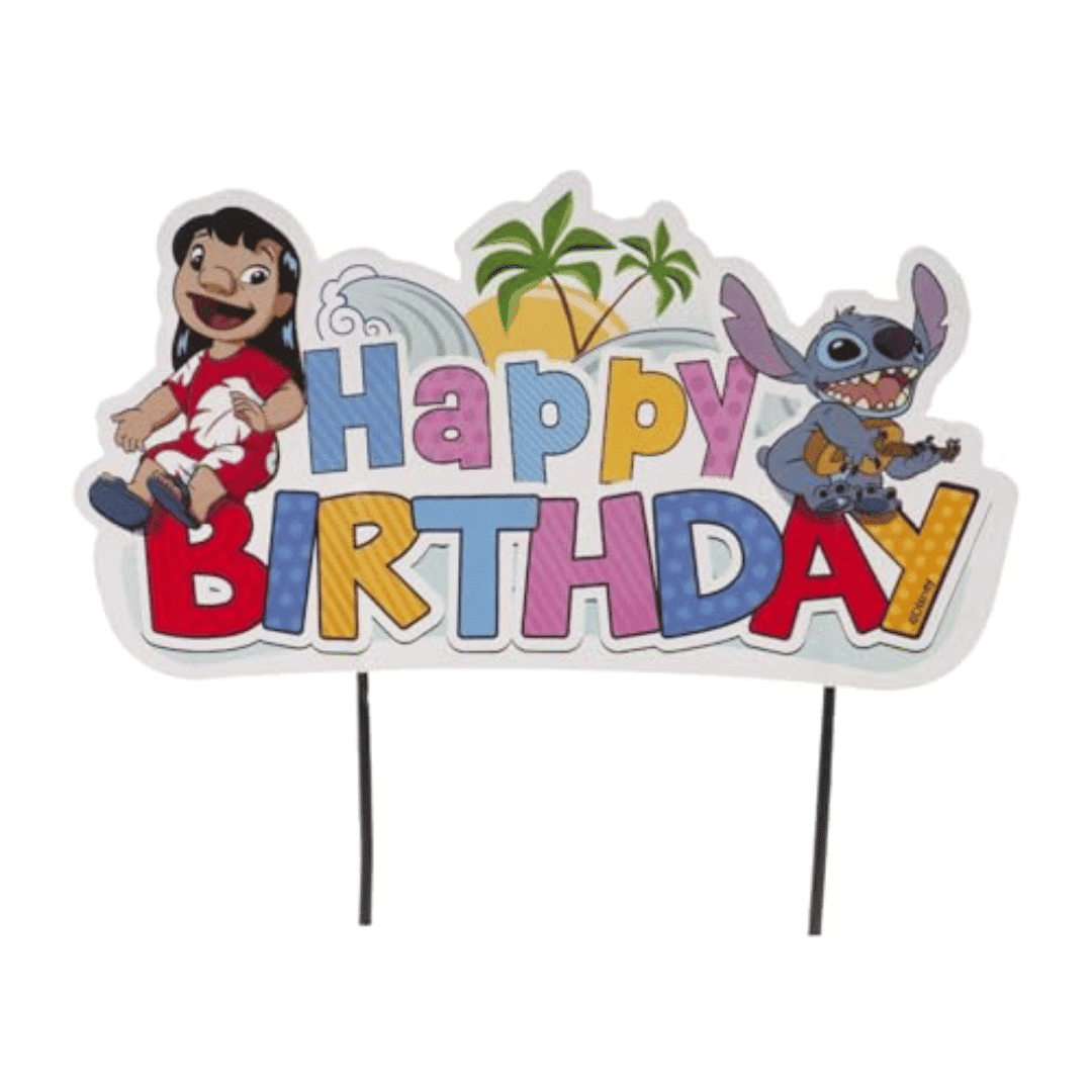 Cake topper Happy Birthday Stitch en carton