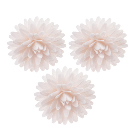 12 white wafer pompoms