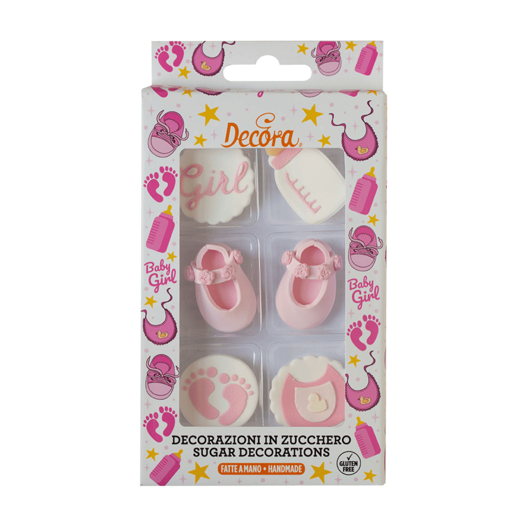 "It's a Girl" Sugar Decorations - 6 pieces