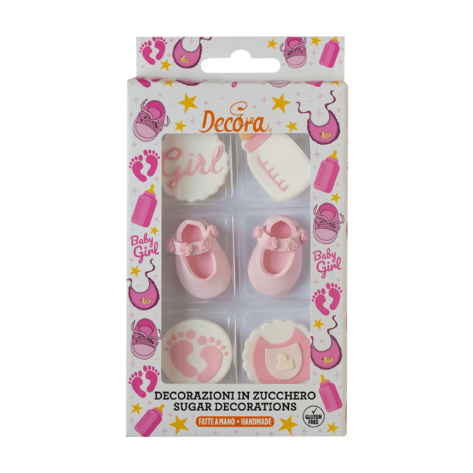 "It's a Girl" Sugar Decorations - 6 pieces