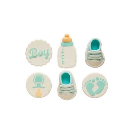 set of 6 sugar decorations it's a boy