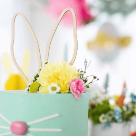 Wooden bunny ears cake toppers for Easter