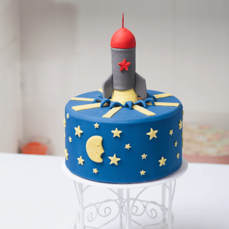cake with blue marzipan