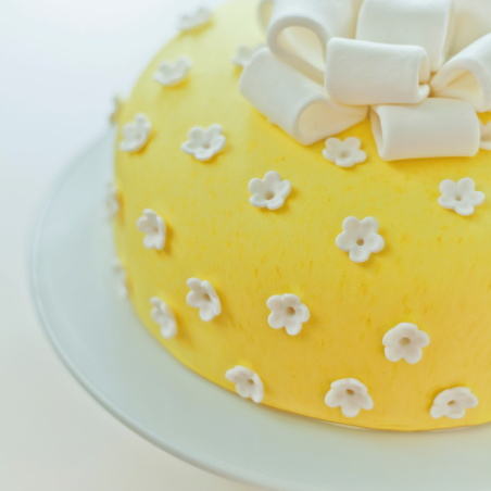 cake with yellow marzipan