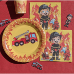 firefighter napkins on a table