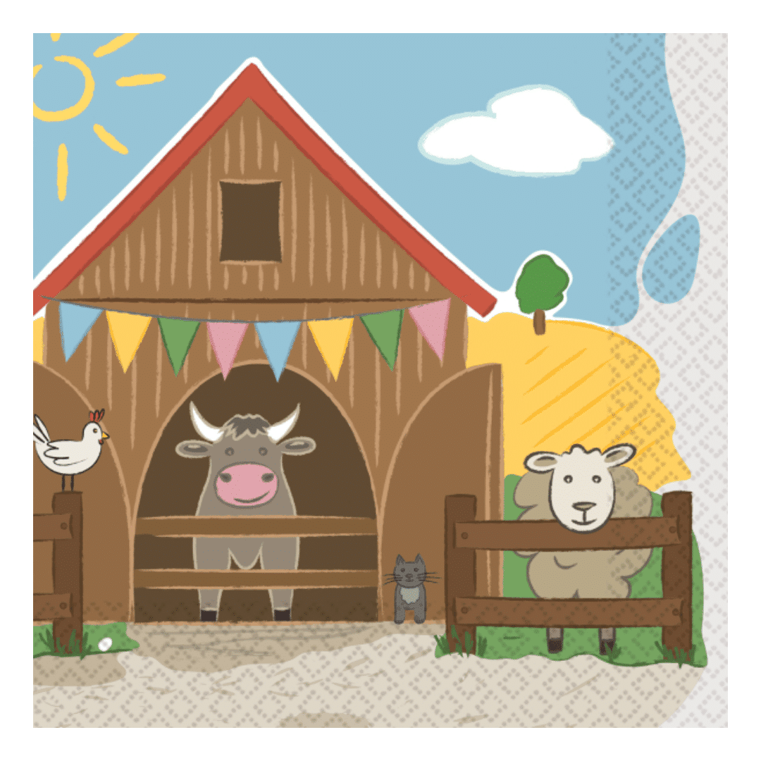 16 Farm Animal Birthday Napkins