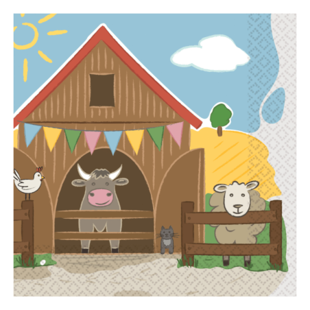 16 Farm Animal Birthday Napkins