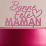 pink glitter Mother's Day cake topper