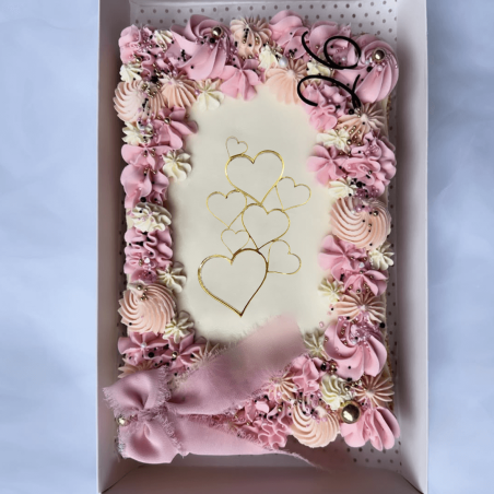 heart face topper on sheet cake