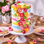 cake decorated with wafer flower