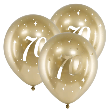 6 70th anniversary gold balloons