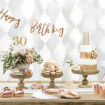 6 Rose Gold Flat Birthday Plates 23 cm