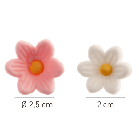dimensions Pink and white sugar flowers