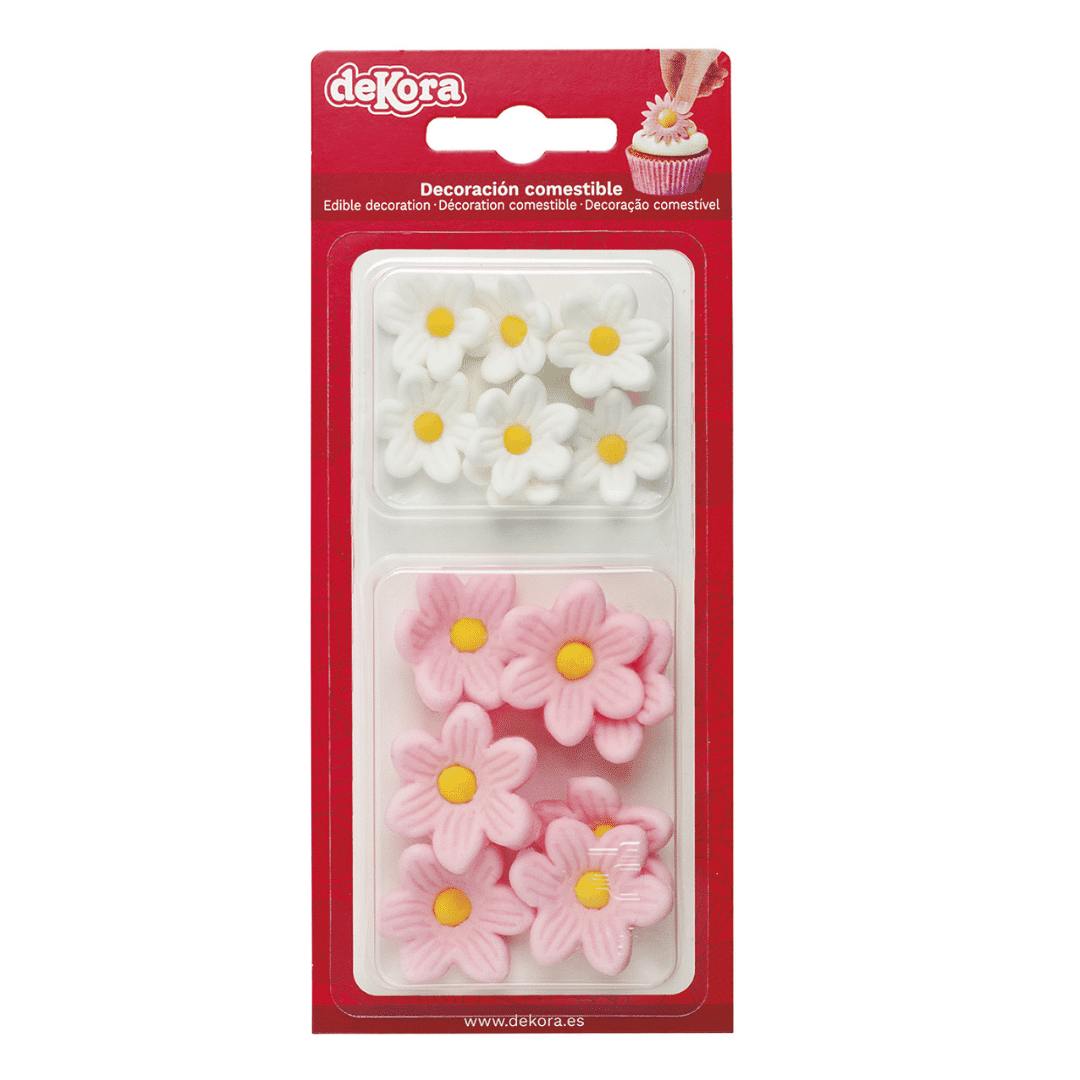 Pink and white sugar flowers