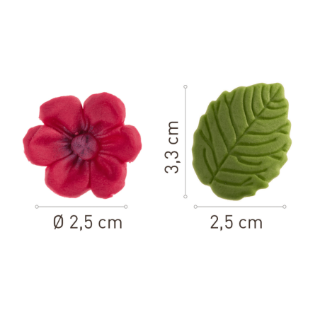 dimensions Fuchsia flowers and leaves in sugar