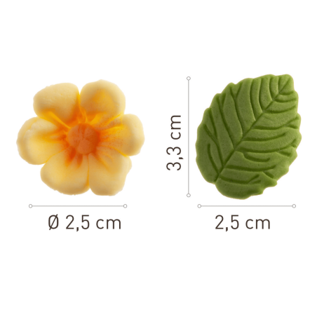 size 8 yellow flowers and 5 leaves
