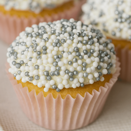 Mini silver and white sugar balls