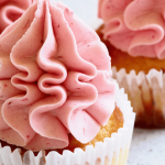 strawberry buttercream on cupcake