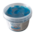 blue glitter mirror glaze in a jar