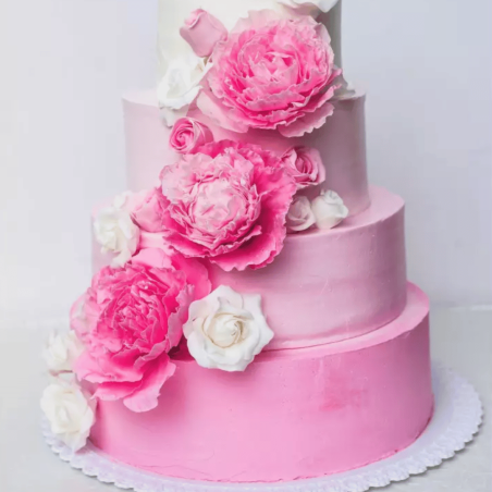 sugar paste flowers on pink cake