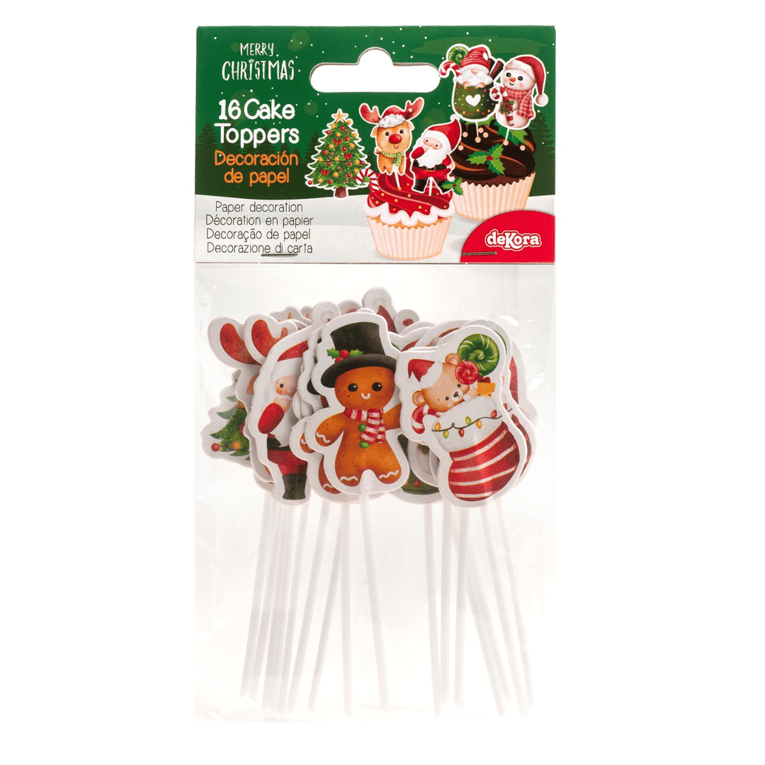 16 Cake toppers Noël paper