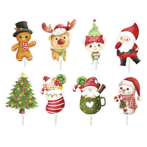 Cake toppers Noël papier x16