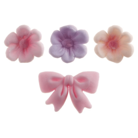 Sugar flowers and pink bow Dekora